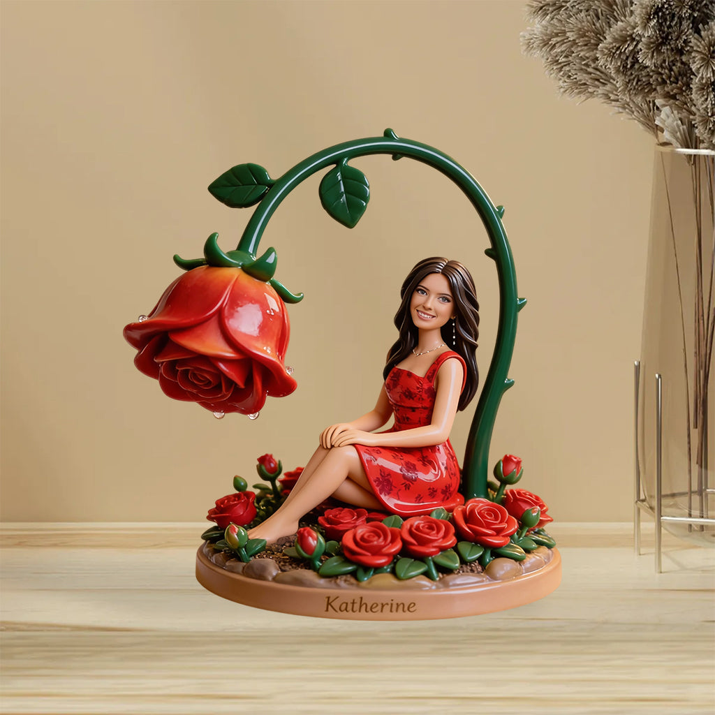 Individuell gestaltete Geburtsblume mit Foto – Personalisierte Acrylplakette in individueller Form zur Selbstliebe