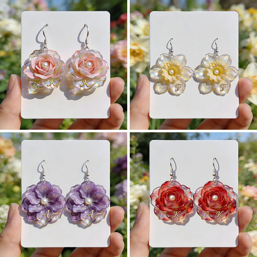 Custom Any Photo Birth Flower - Personalized Birth Month Flower Earrings