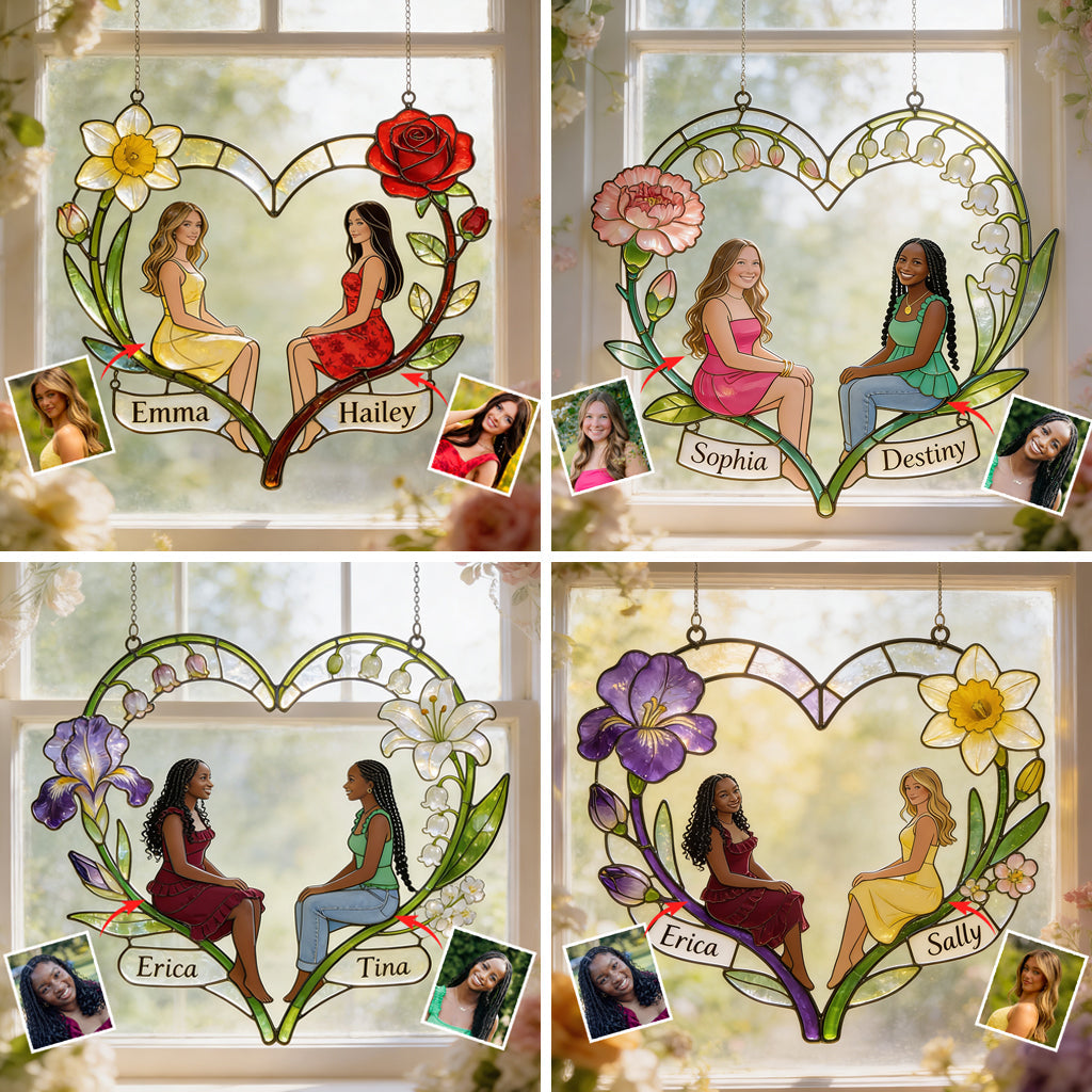 Jedes Foto – Wenn Freunde Blumen wären, würde ich dich pflücken – Personalisierter Fensterhänger „Beste Freundin“ 