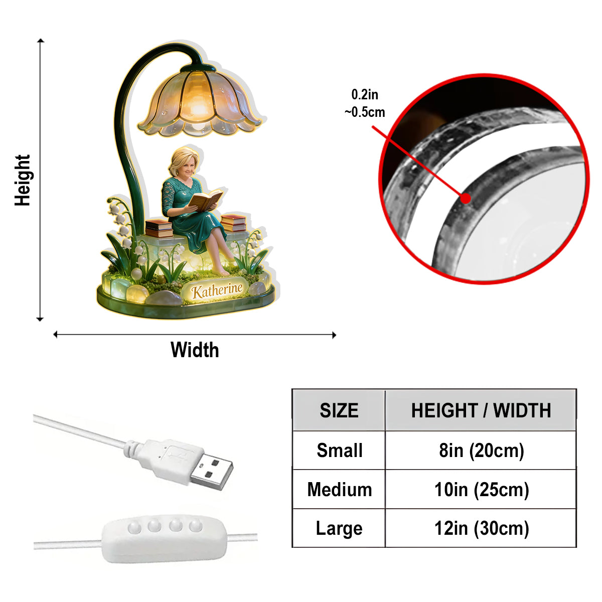 Custom Any Photo Reading Lamp For Book Lovers - Personalized Book Acrylic LED Night Light