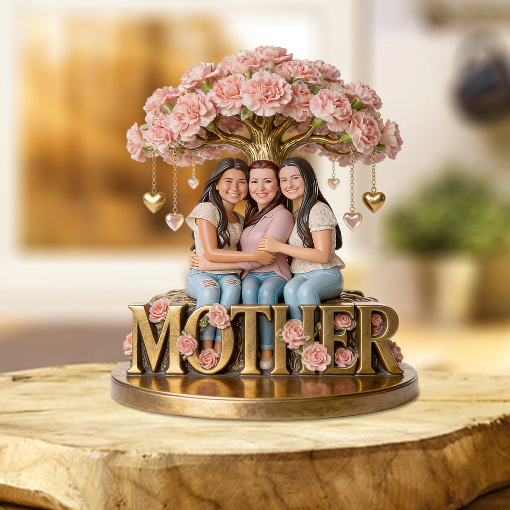 Personalisierte Geburtsblumen-Gedenkgeschenkidee mit Foto für Mama und Oma – Individuell gestaltete Acrylplakette für die Mutter