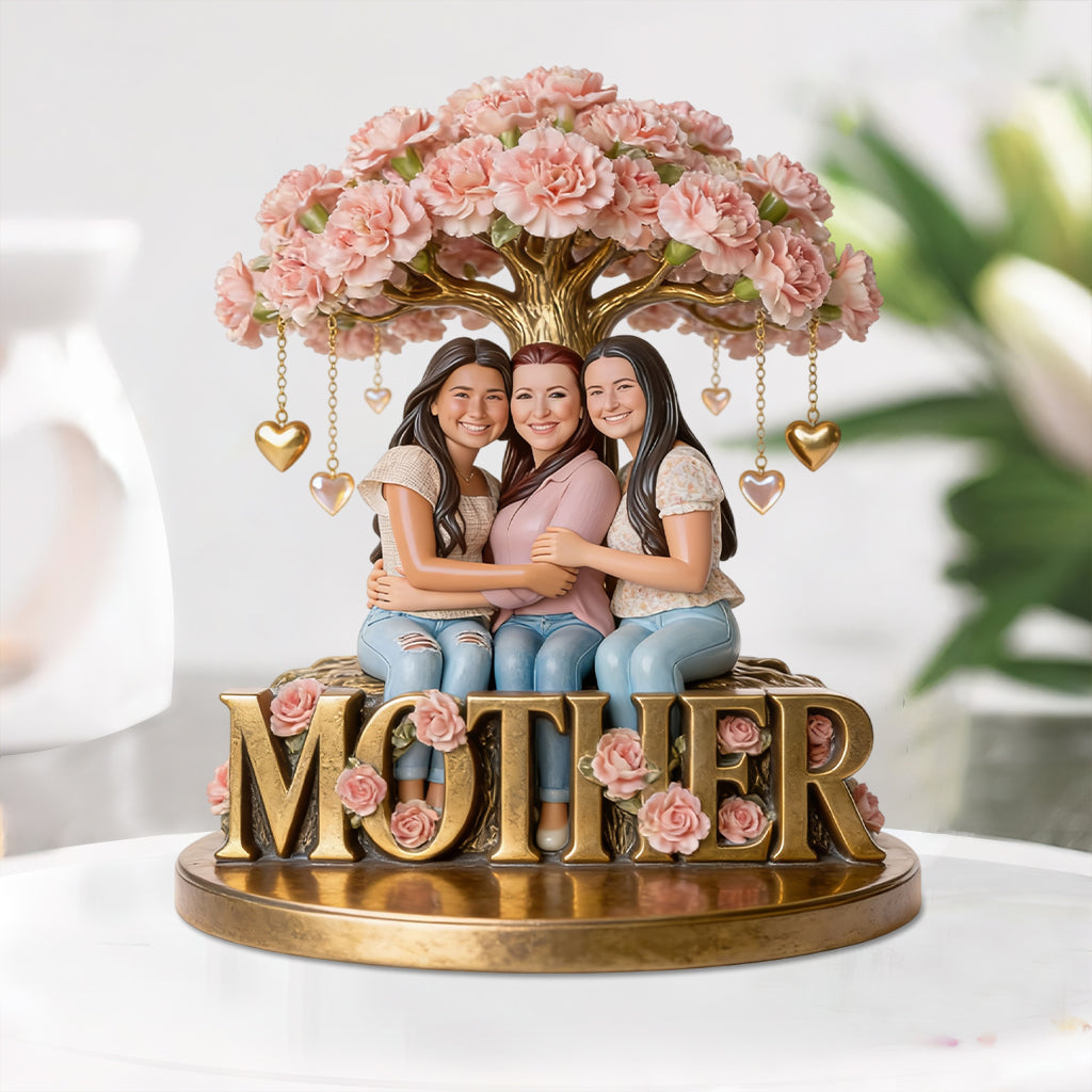 Personalisierte Geburtsblumen-Gedenkgeschenkidee mit Foto für Mama und Oma – Individuell gestaltete Acrylplakette für die Mutter