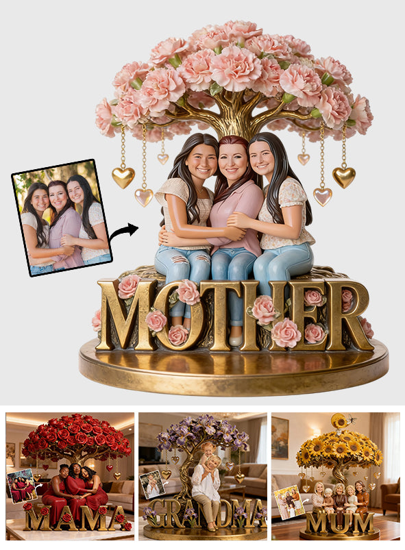 Personalisierte Geburtsblumen-Gedenkgeschenkidee mit Foto für Mama und Oma – Individuell gestaltete Acrylplakette für die Mutter