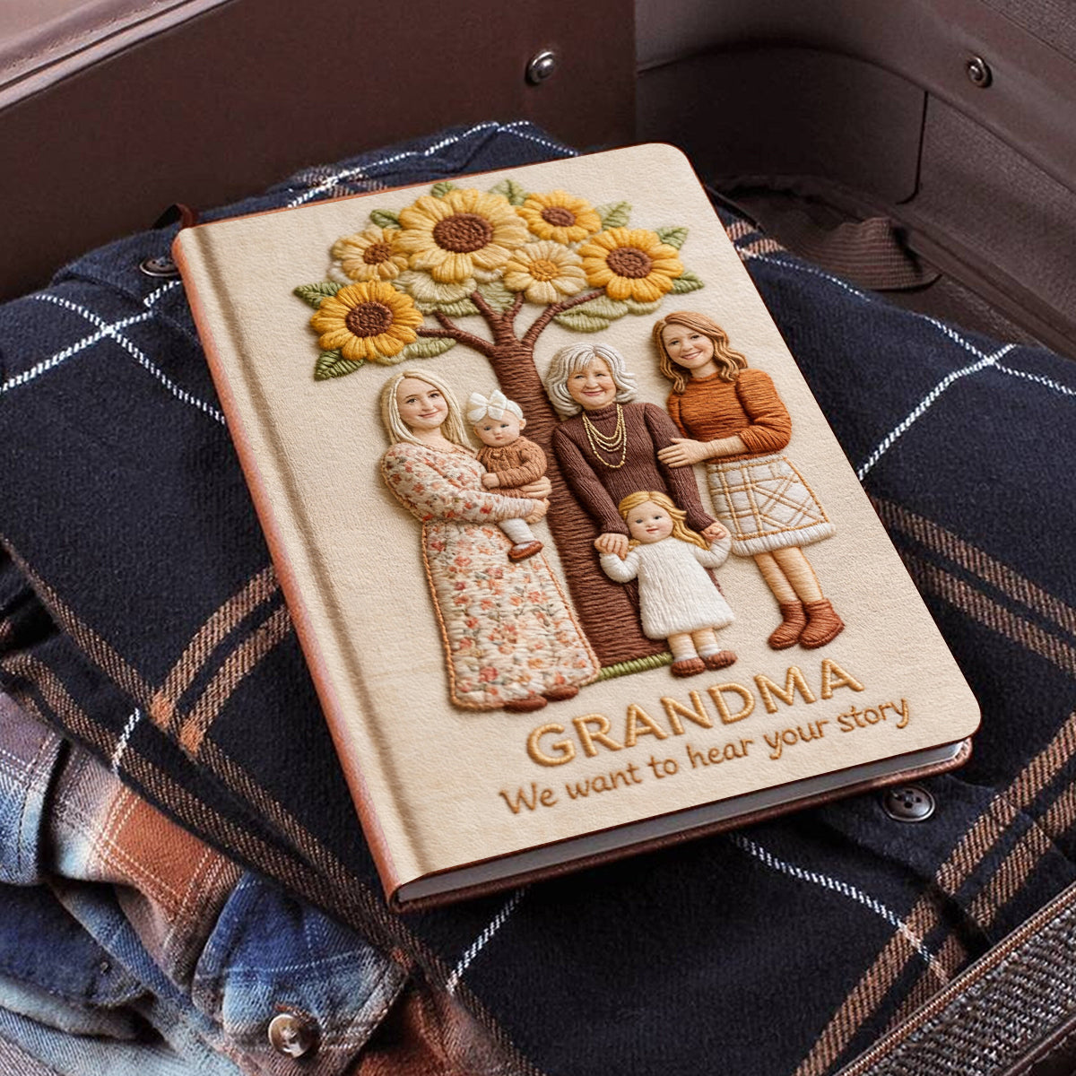 N'importe quelle photo, j'ai envie d'entendre votre histoire. Cadeau idéal pour maman, grand-mère - Carnet en cuir personnalisé pour maman