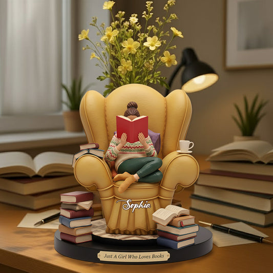 Just A Girl Who Loves Books - Personalized Book Custom Shape Acrylic Flower Vase