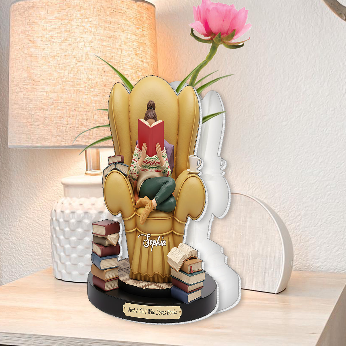 Just A Girl Who Loves Books - Personalized Book Custom Shape Acrylic Flower Vase