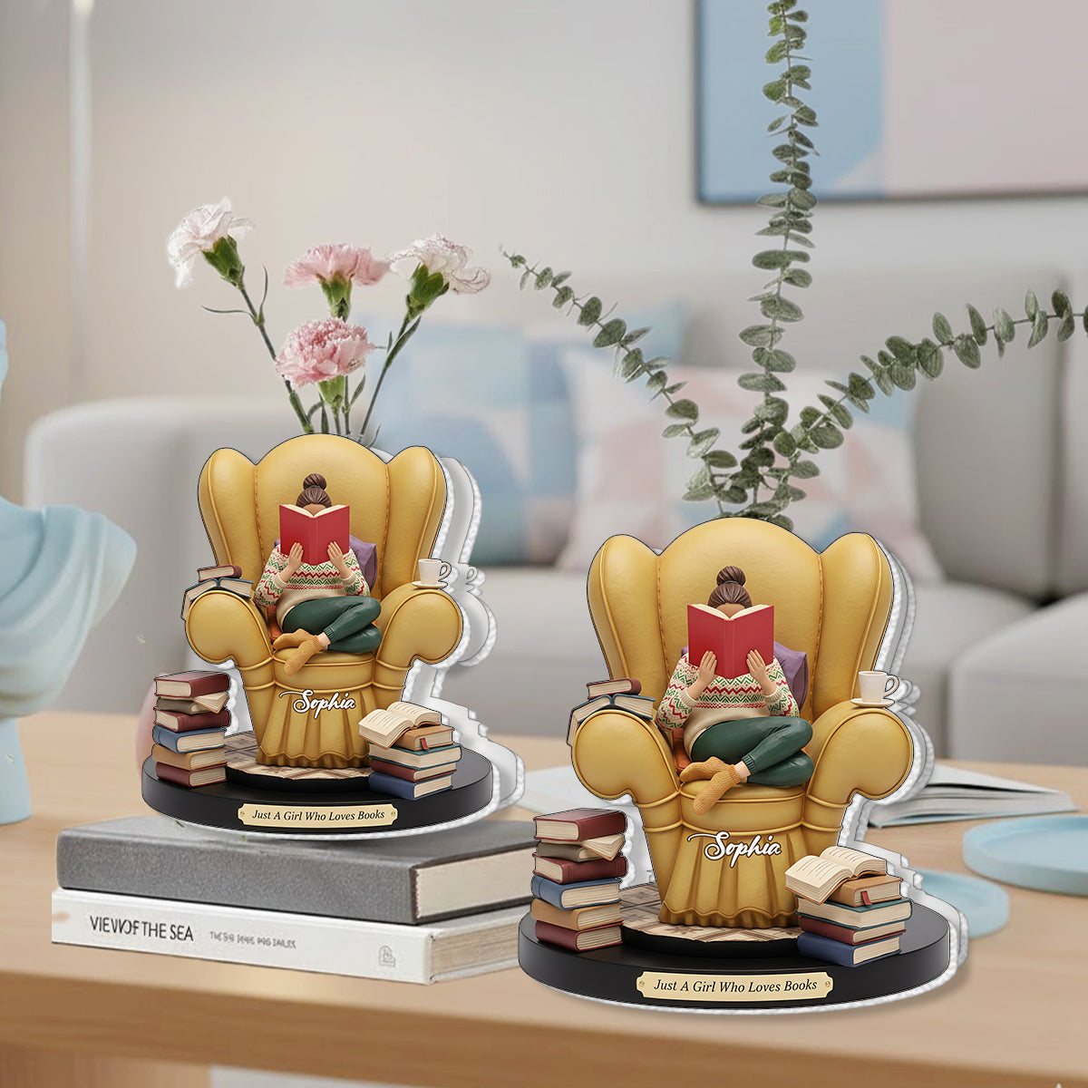 Just A Girl Who Loves Books - Personalized Book Custom Shape Acrylic Flower Vase