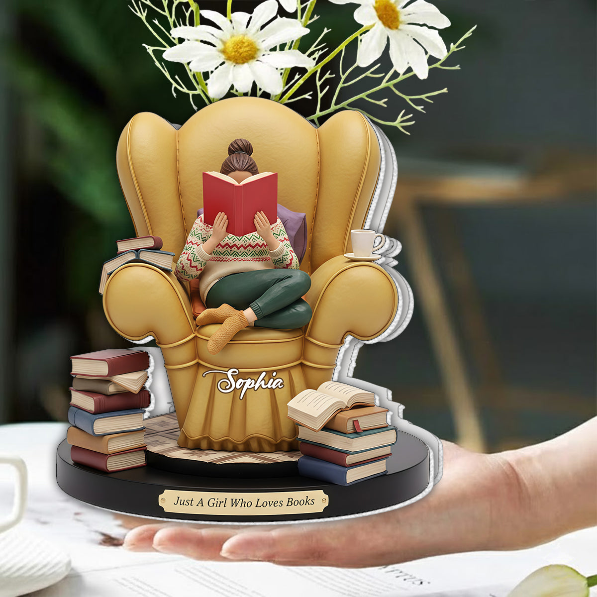 Just A Girl Who Loves Books - Personalized Book Custom Shape Acrylic Flower Vase