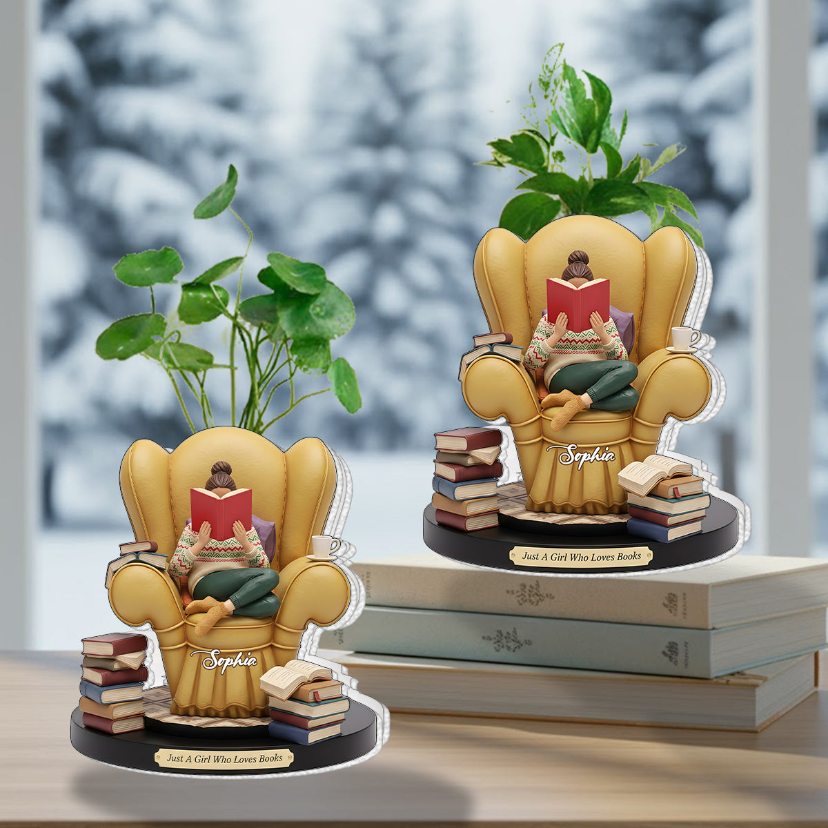 Just A Girl Who Loves Books - Personalized Book Custom Shape Acrylic Flower Vase