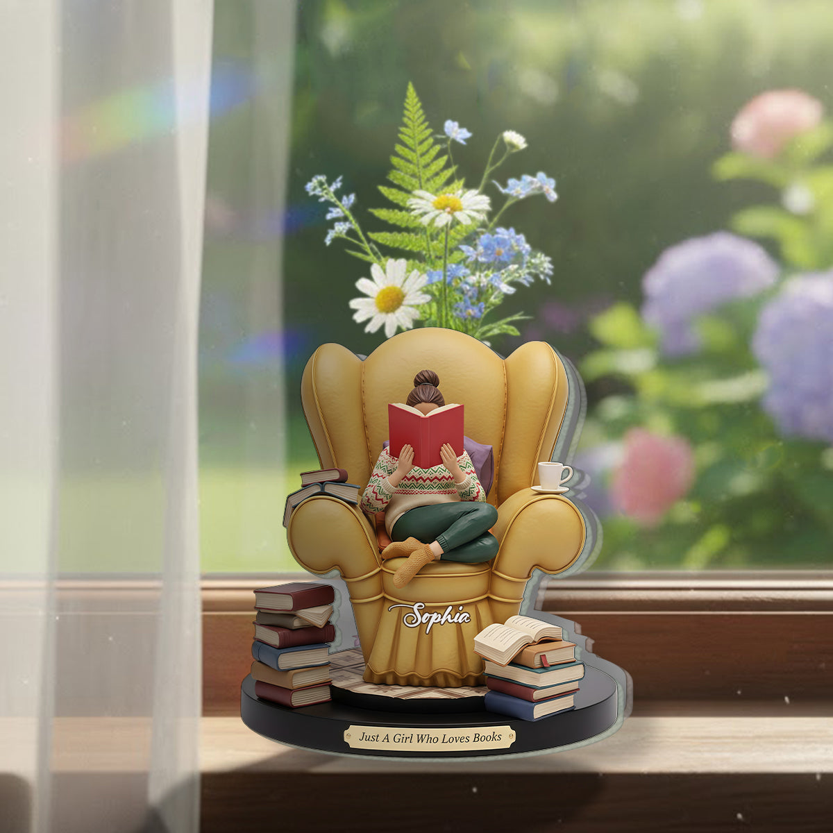 Just A Girl Who Loves Books - Personalized Book Custom Shape Acrylic Flower Vase