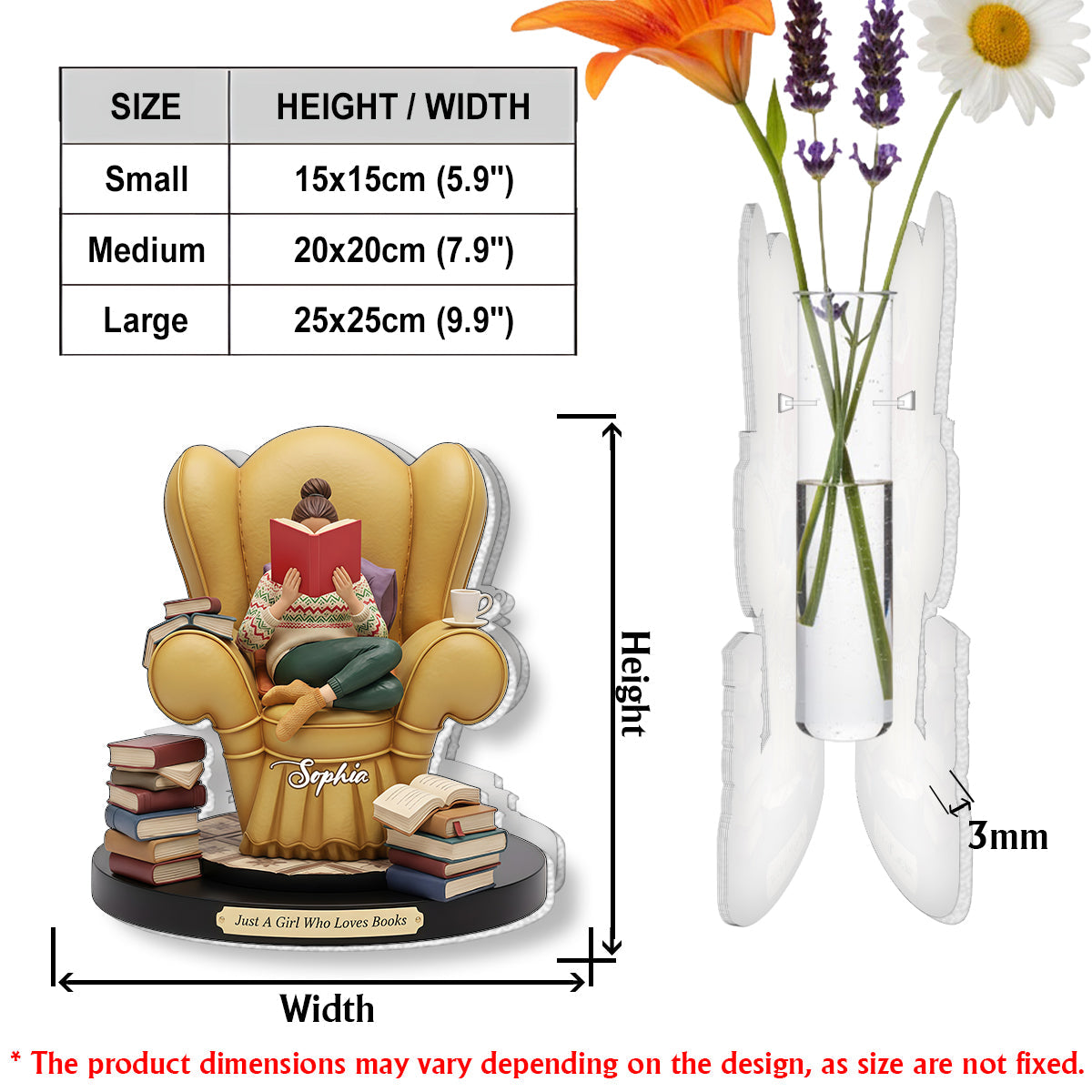 Just A Girl Who Loves Books - Personalized Book Custom Shape Acrylic Flower Vase