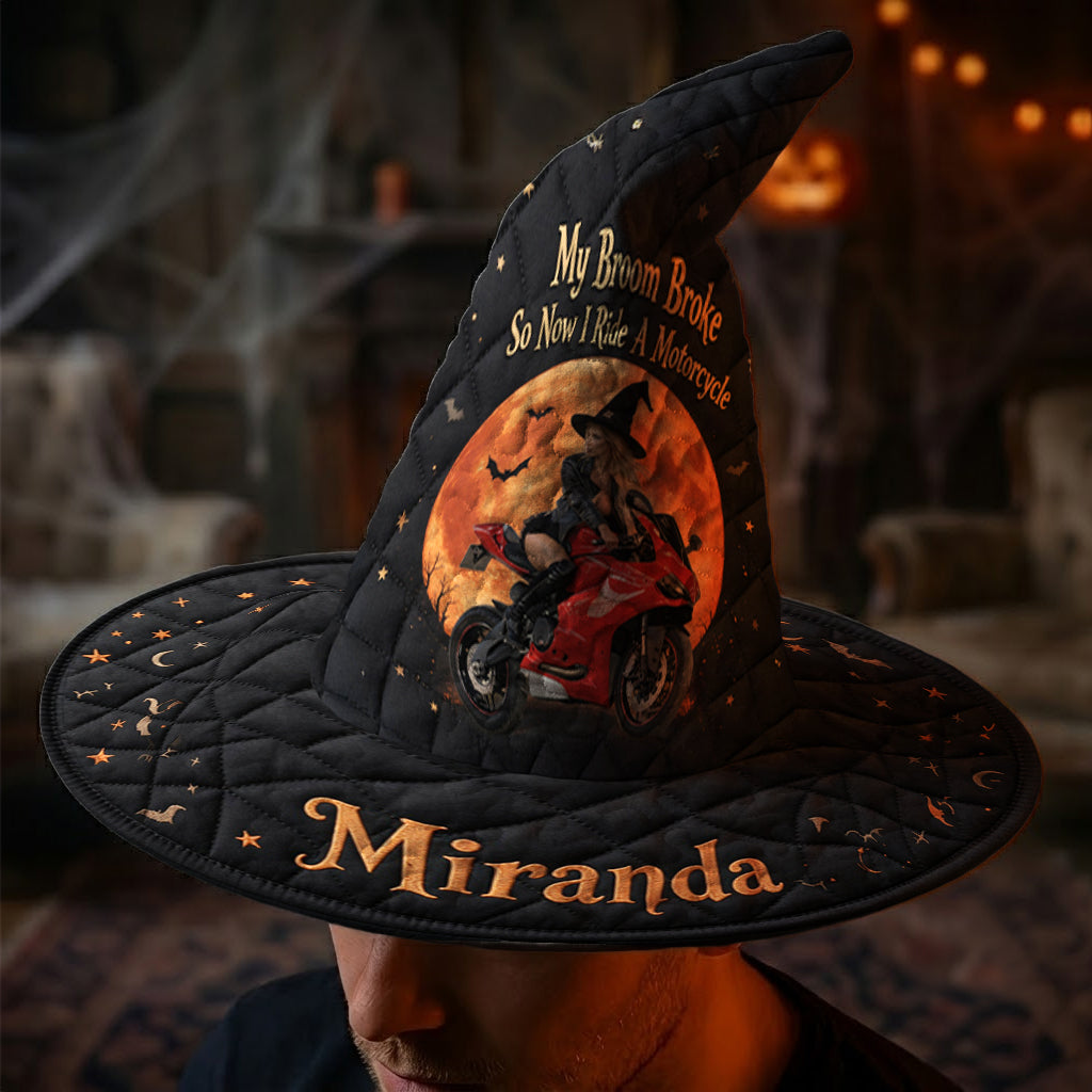 My Broom Broke - Personalized Biker Quilt Witch Hat