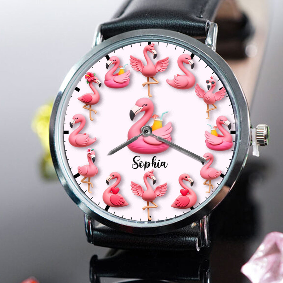 Love Flamingos - Personalized Flamingo Hand Watch