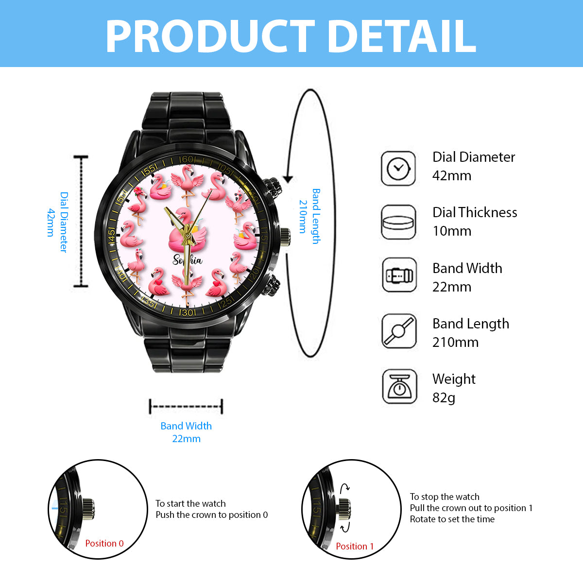 Love Flamingos - Personalized Flamingo Hand Watch