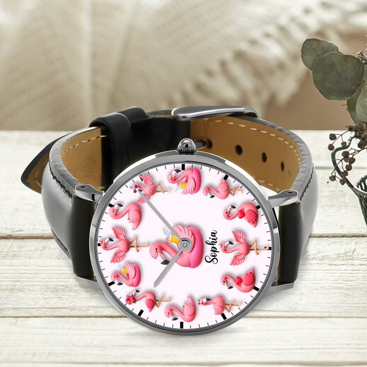 Love Flamingos - Personalized Flamingo Hand Watch