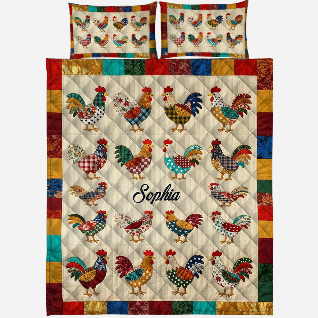 Love Chicken - Personalized Chicken Quilt Set