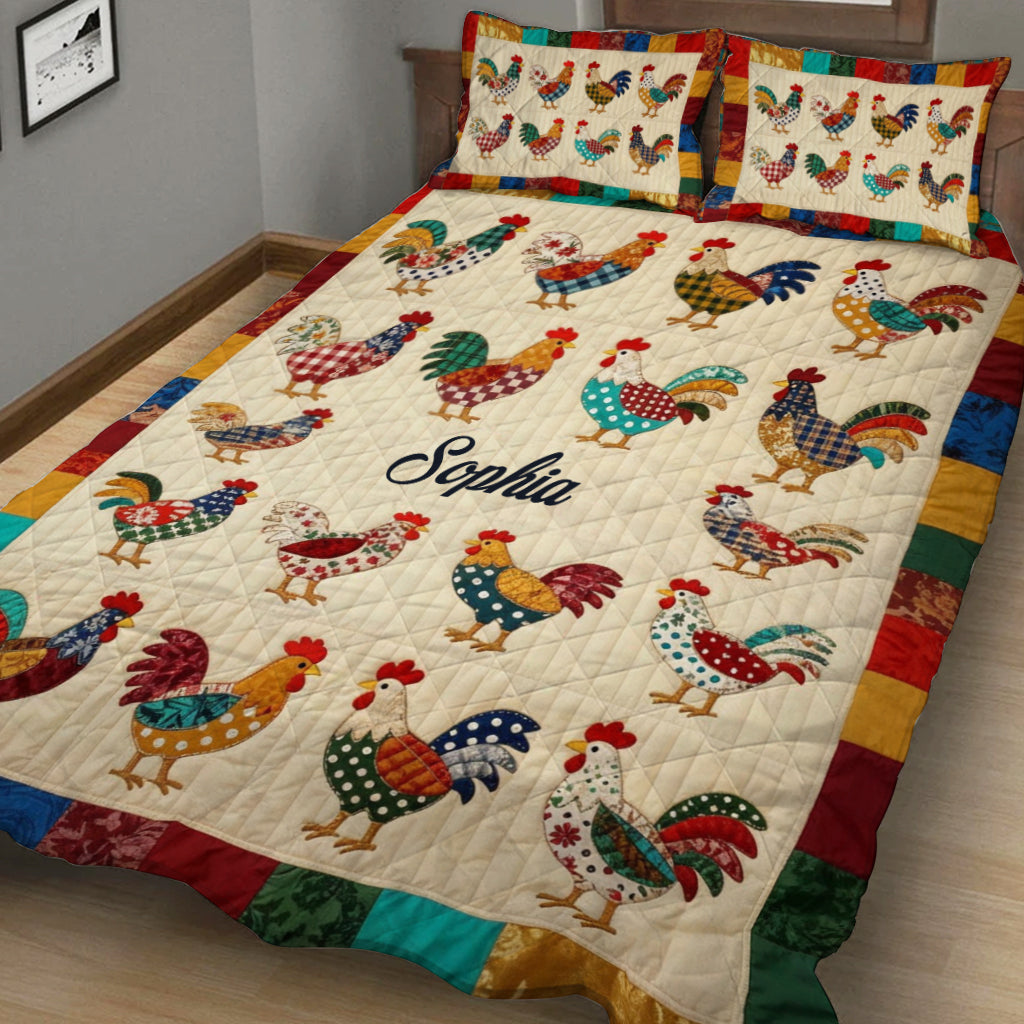 Love Chicken - Personalized Chicken Quilt Set