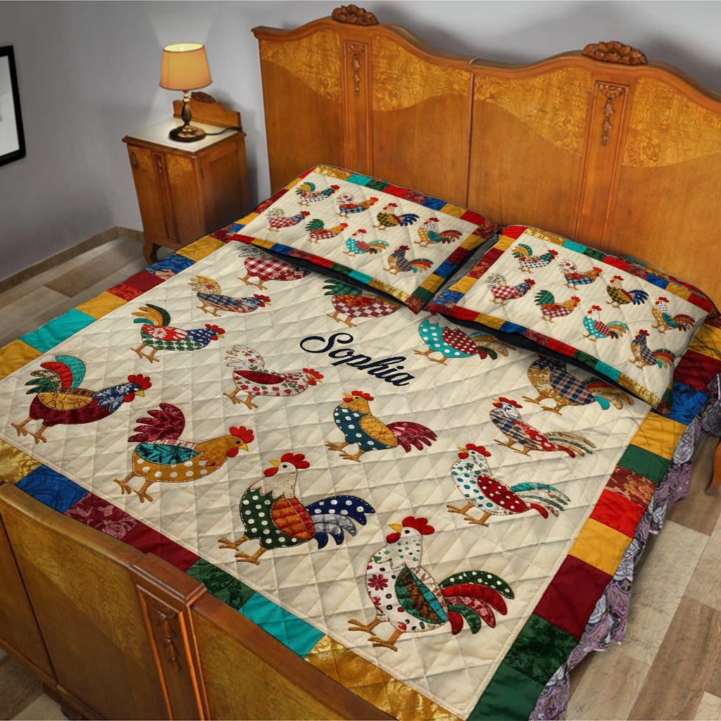 Love Chicken - Personalized Chicken Quilt Set