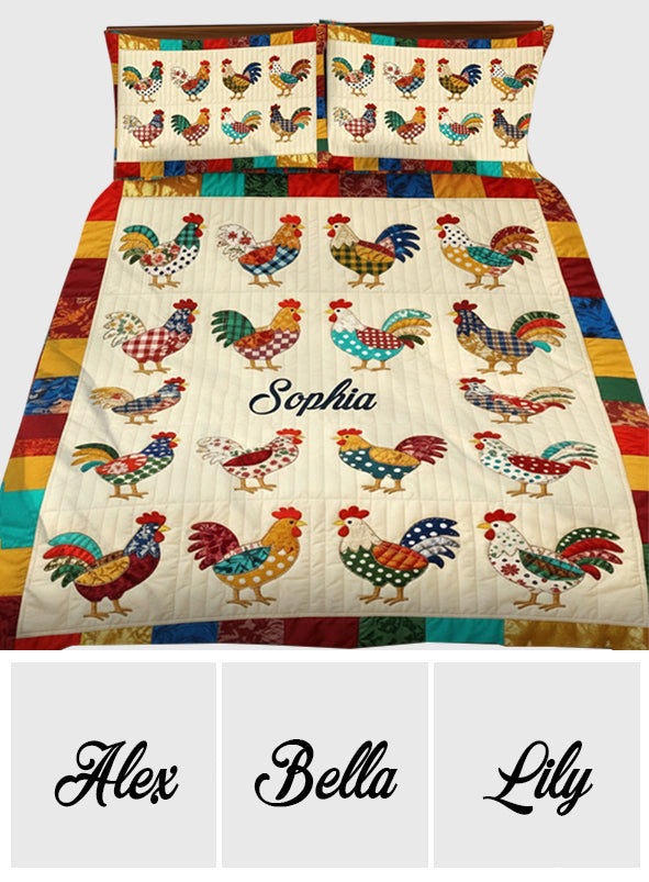Love Chicken - Personalized Chicken Quilt Set