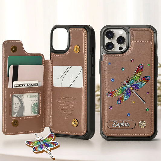 Beautiful Dragonfly - Personalized Dragonfly Wallet Phone Case