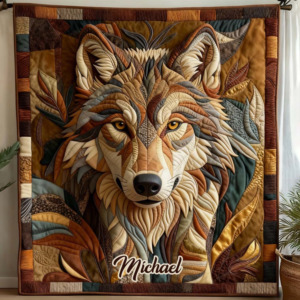 Native Wolf - Personalized Wolf Blanket