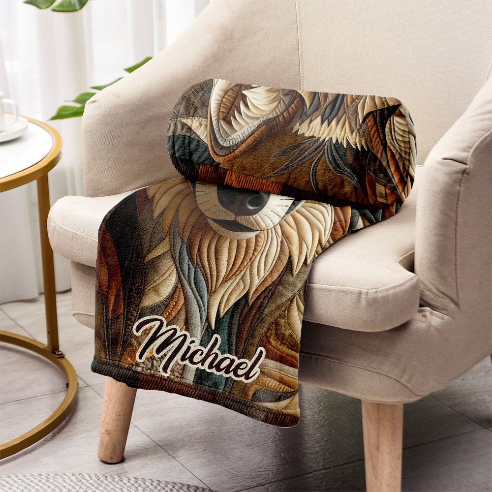 Native Wolf - Personalized Wolf Blanket