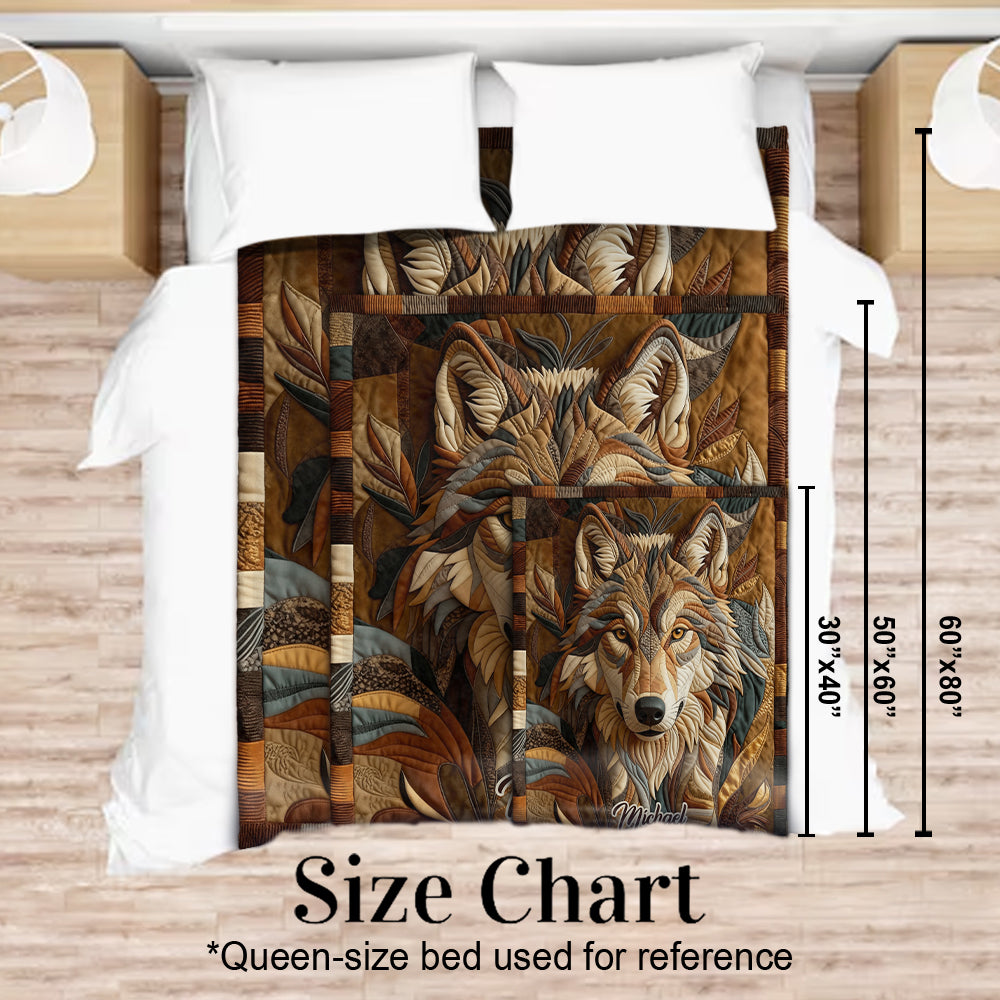 Native Wolf - Personalized Wolf Blanket