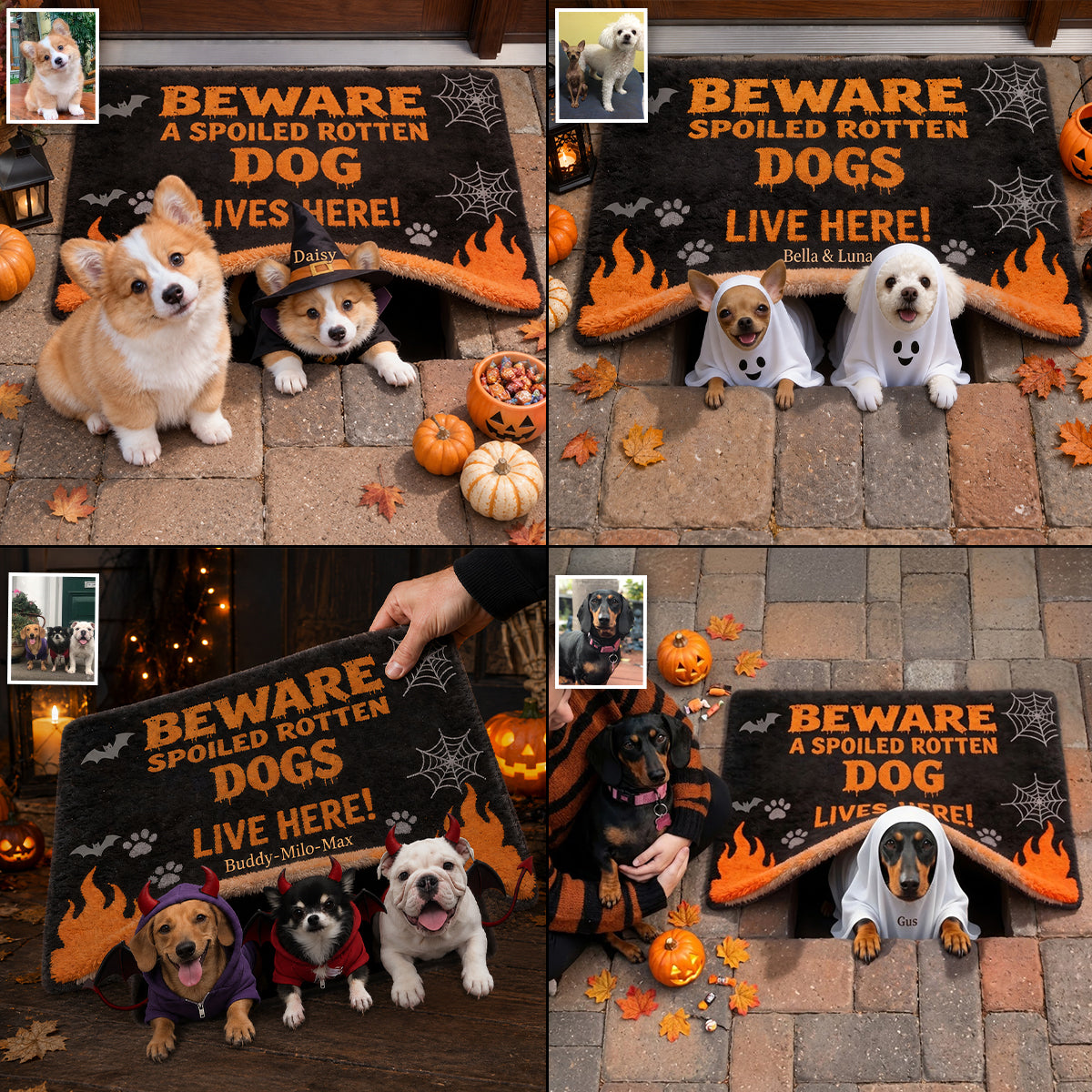 Beware Spoiled Rotten Dog - Personalized Dog Non-Slip Tufted Rug