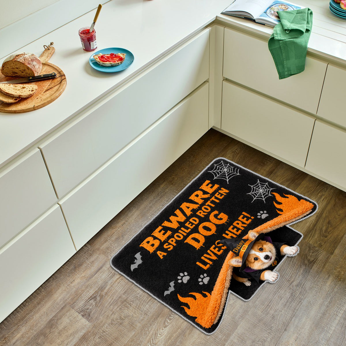 Beware Spoiled Rotten Dog - Personalized Dog Non-Slip Tufted Rug
