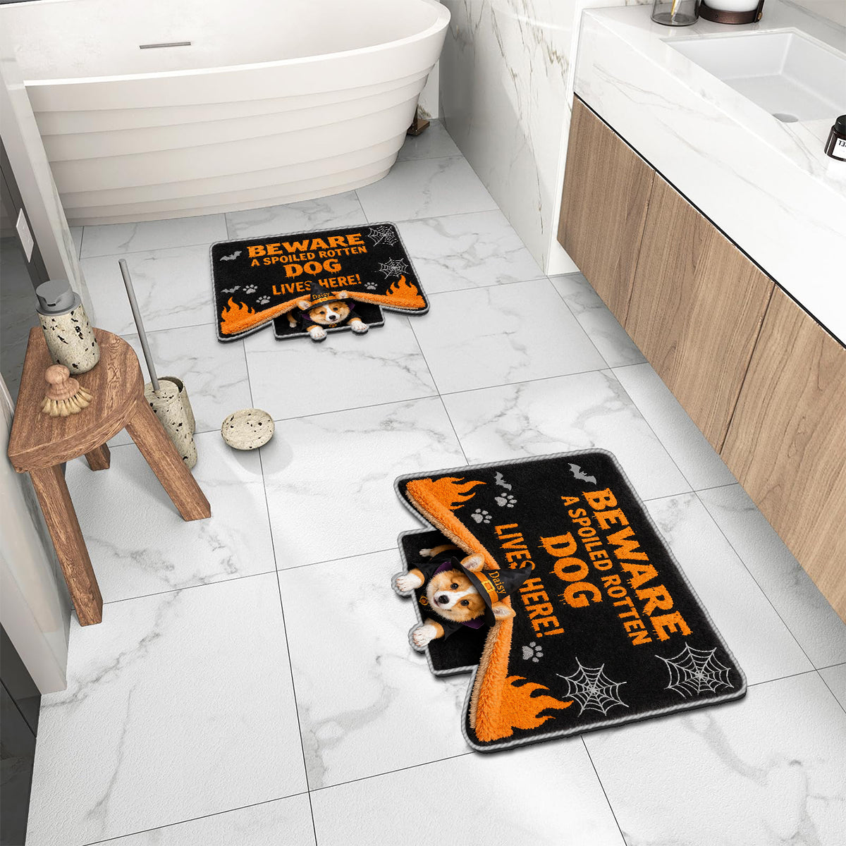 Beware Spoiled Rotten Dog - Personalized Dog Non-Slip Tufted Rug