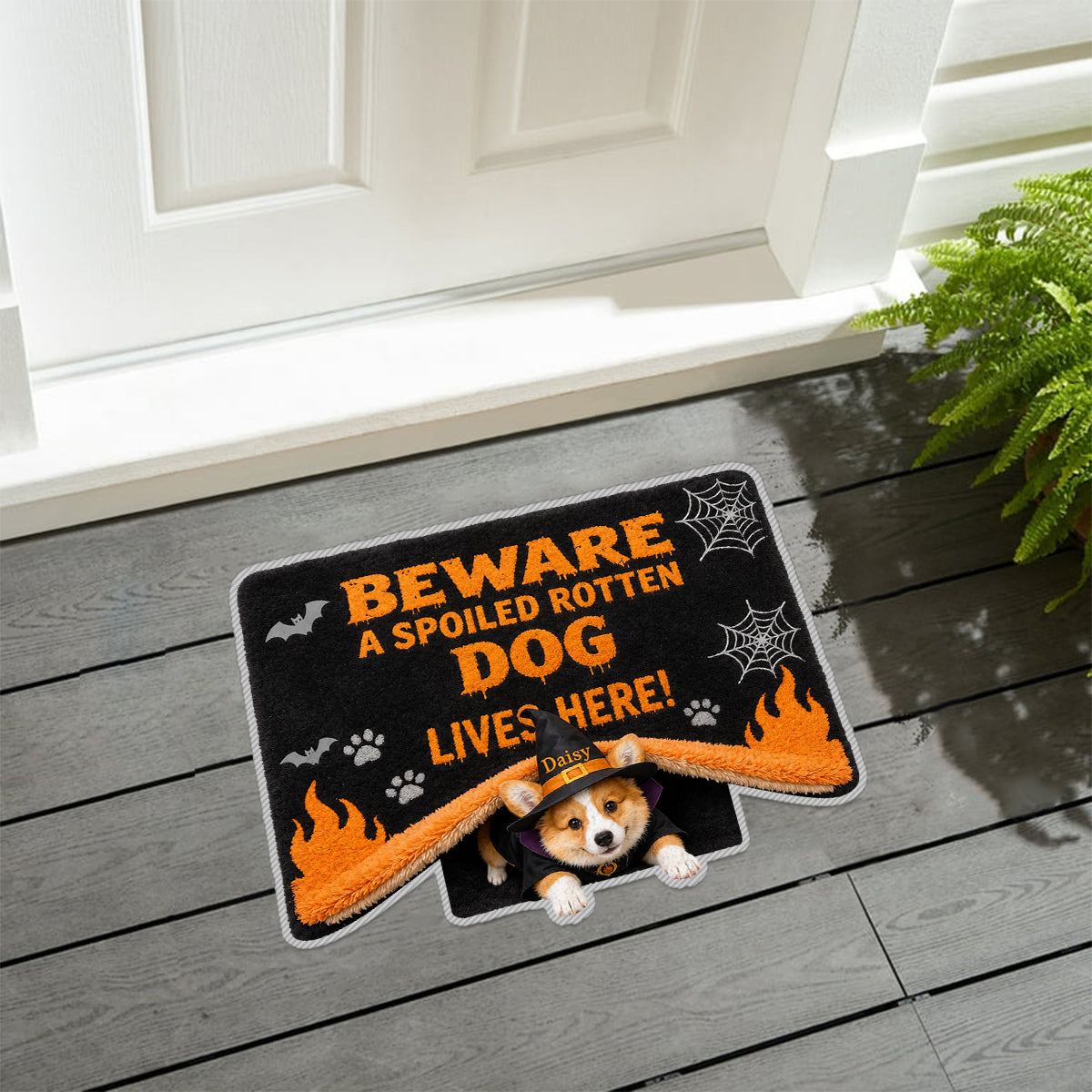 Beware Spoiled Rotten Dog - Personalized Dog Non-Slip Tufted Rug