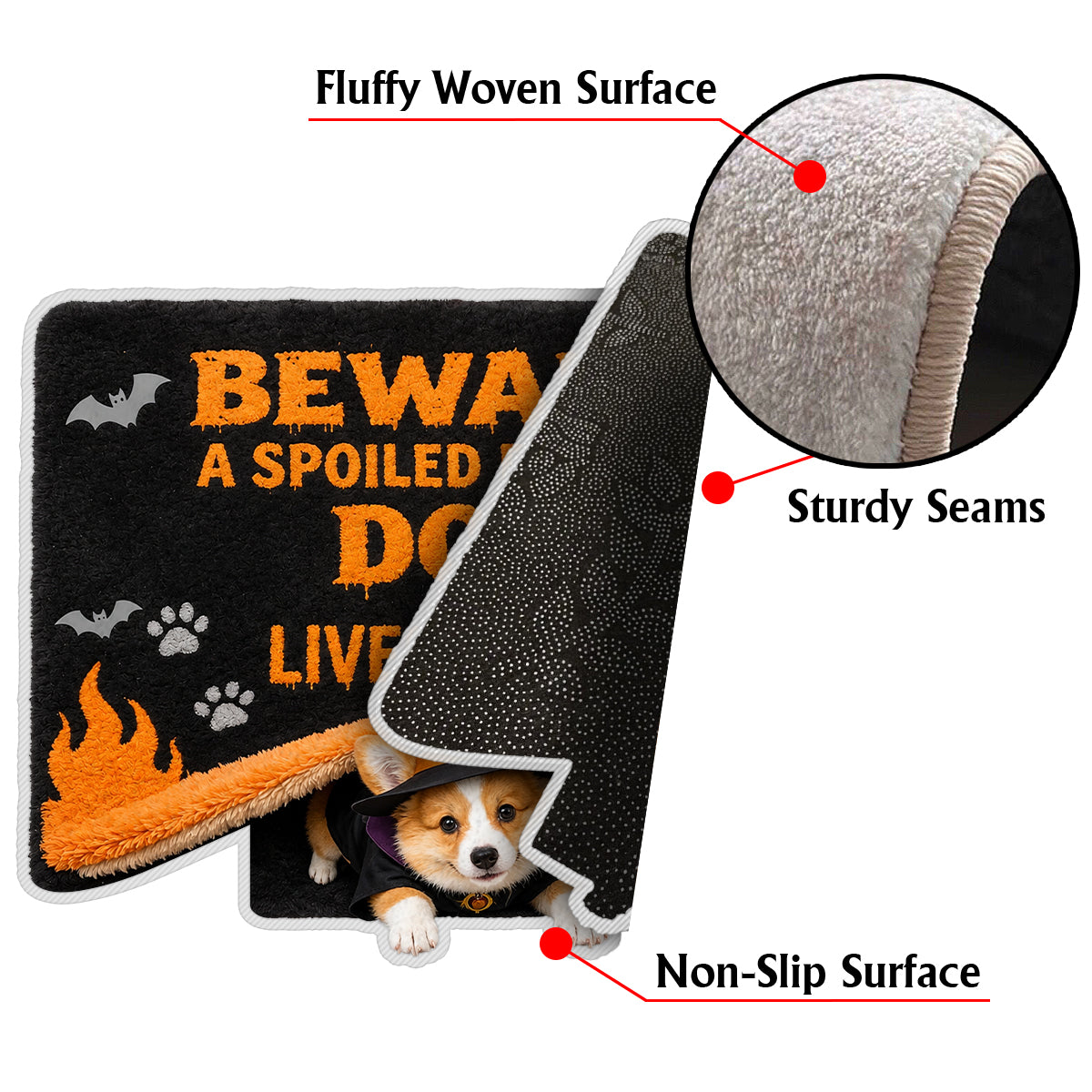 Beware Spoiled Rotten Dog - Personalized Dog Non-Slip Tufted Rug