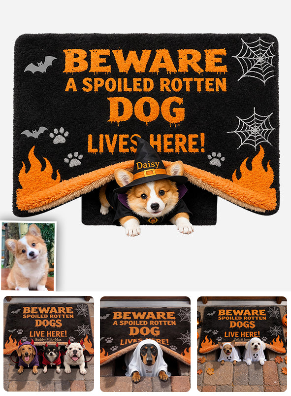 Beware Spoiled Rotten Dog - Personalized Dog Non-Slip Tufted Rug