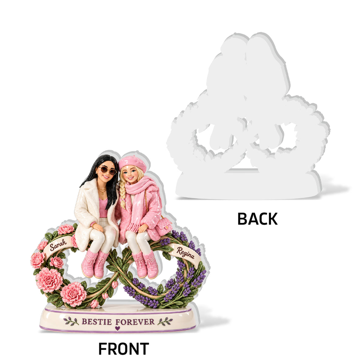Bestie Forever Floral - Personalized Bestie 3D Plaque