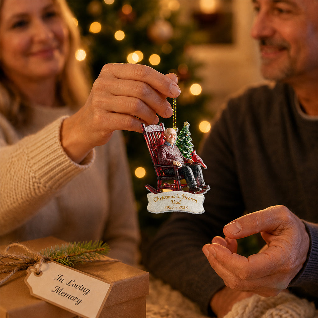 Christmas In Heaven - Personalized Memorial Custom Shape Glass Ornament