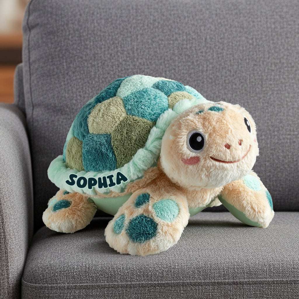 Cute Turtle - Personalized Turtle Faux Fur Shaped Pillow