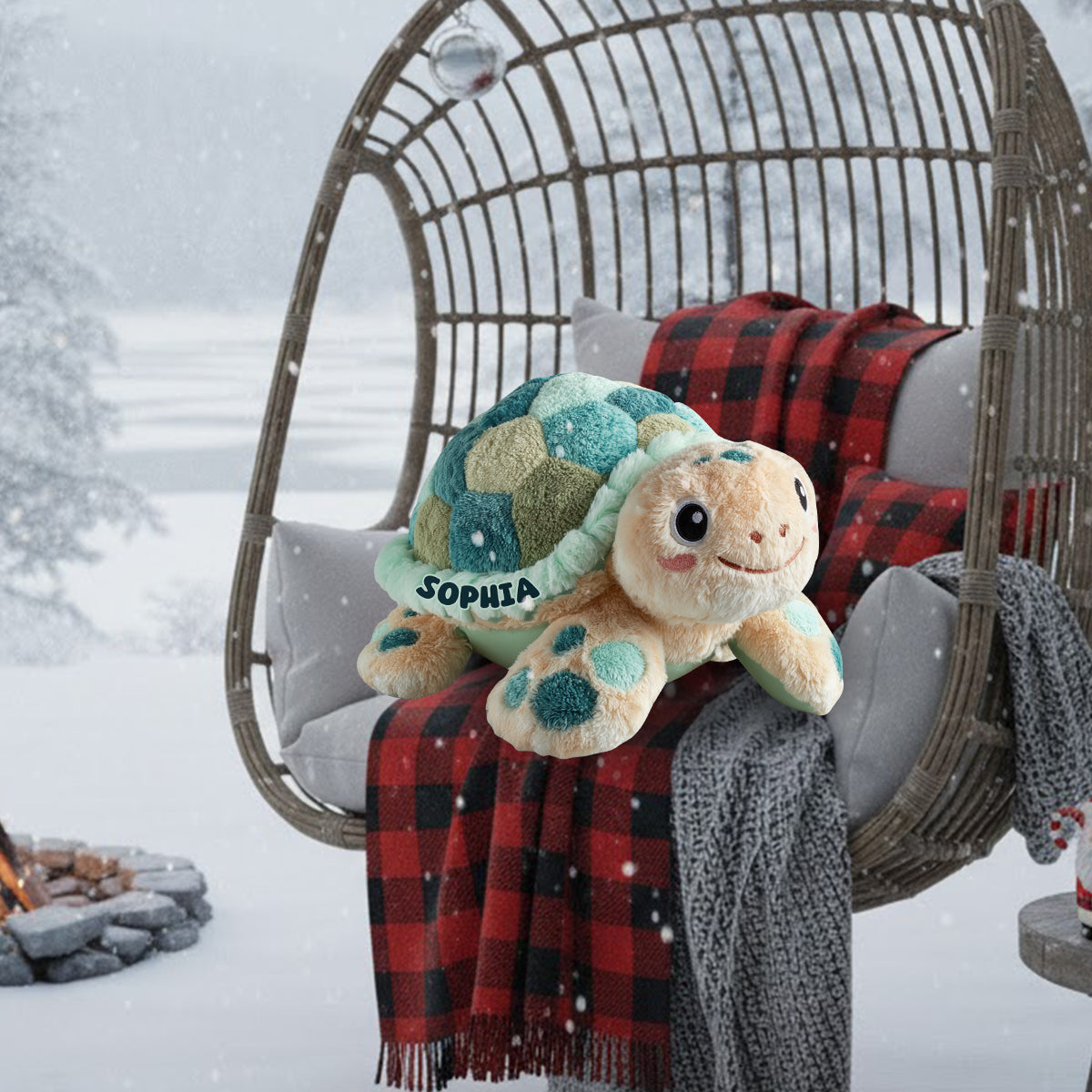 Cute Turtle - Personalized Turtle Faux Fur Shaped Pillow