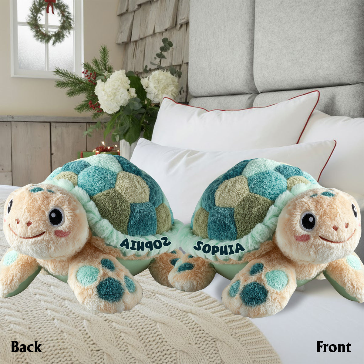 Cute Turtle - Personalized Turtle Faux Fur Shaped Pillow