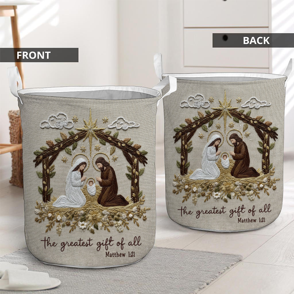 The Greatest Gift Of All Nativity Scene Holy Night - Christian Storage Basket