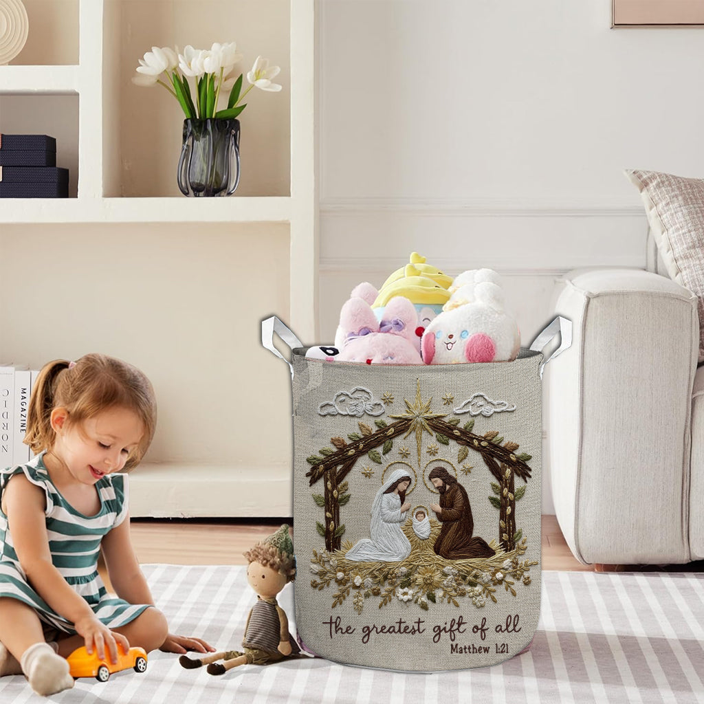 The Greatest Gift Of All Nativity Scene Holy Night - Christian Storage Basket