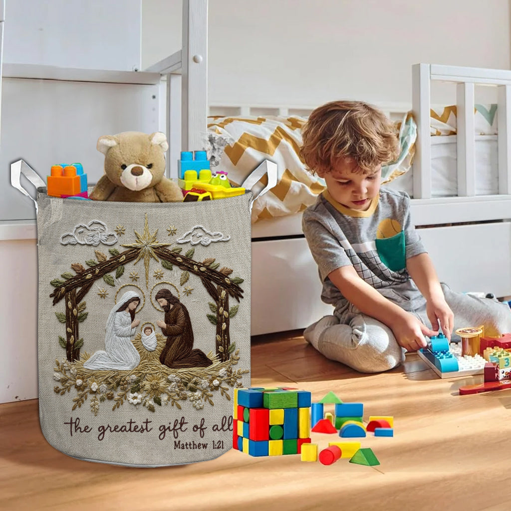 The Greatest Gift Of All Nativity Scene Holy Night - Christian Storage Basket