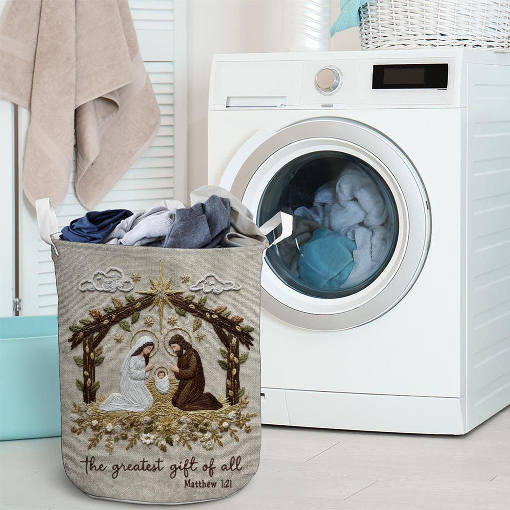 The Greatest Gift Of All Nativity Scene Holy Night - Christian Storage Basket