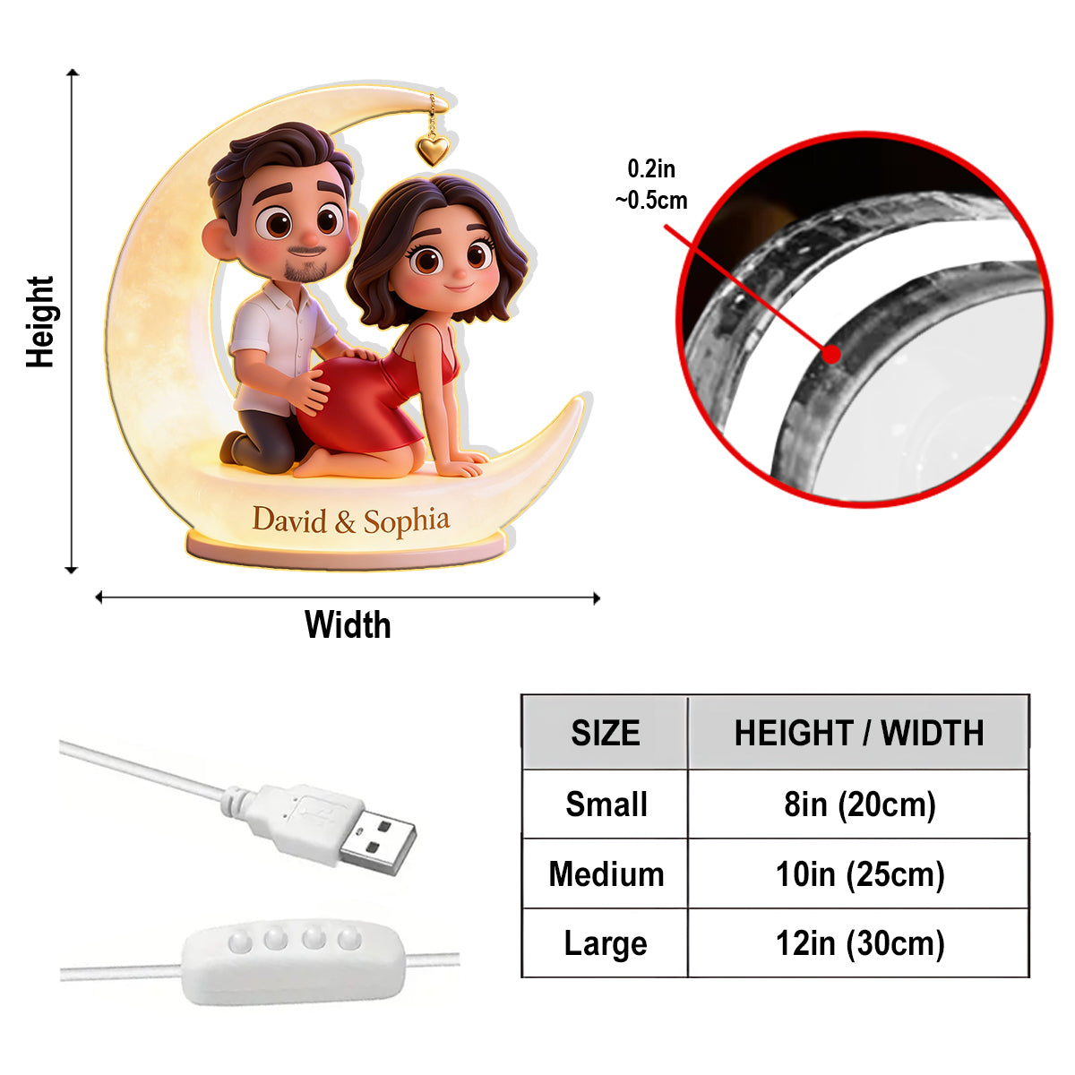 Custom Any Photo - Personalized Spicy Couple Acrylic LED Night Light