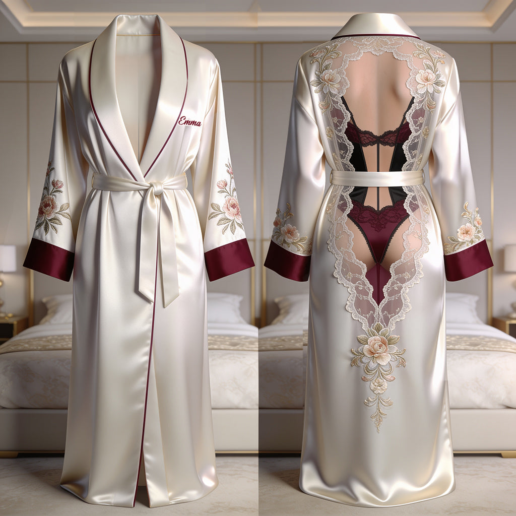 Pretty Girl - Personalized Spicy Couple Satin Robe