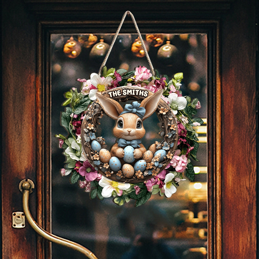 Joyeuses Pâques - Panneau en bois personnalisé pour la famille