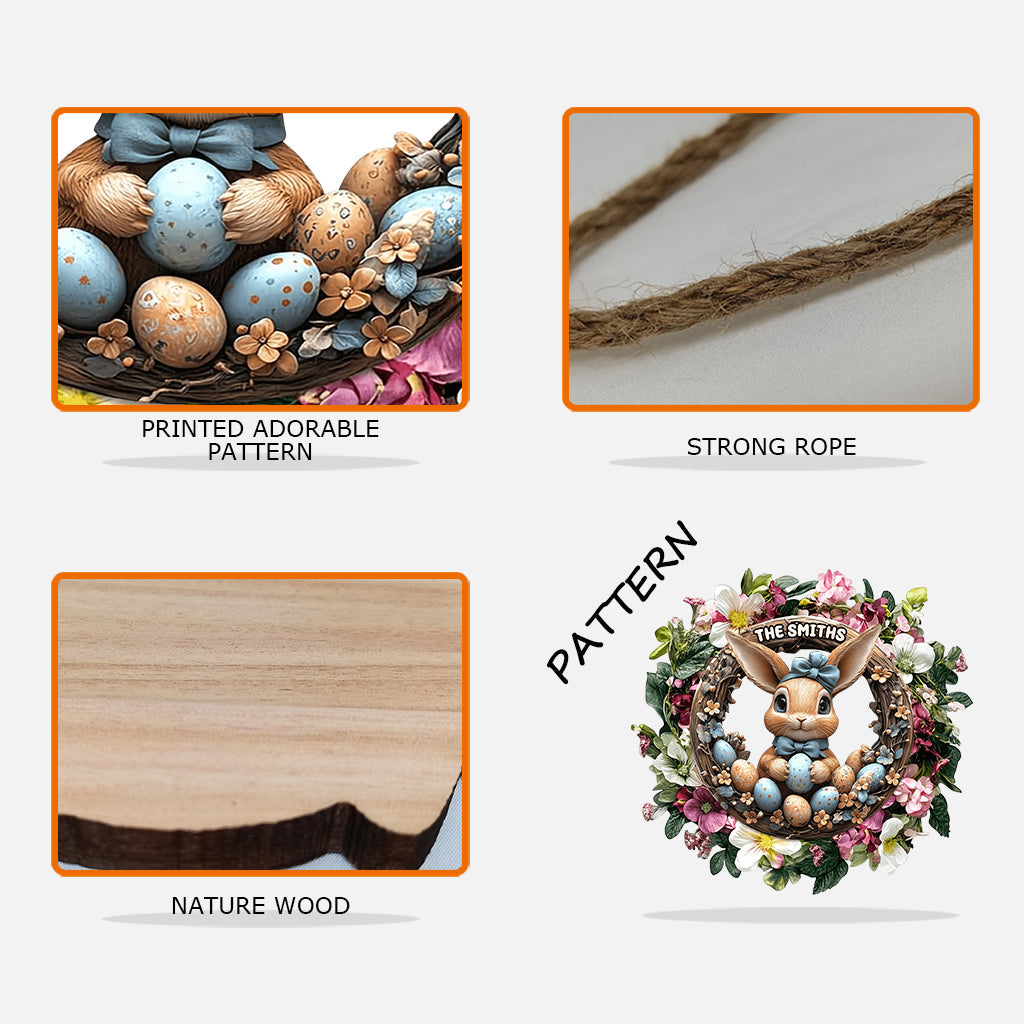 Joyeuses Pâques - Panneau en bois personnalisé pour la famille