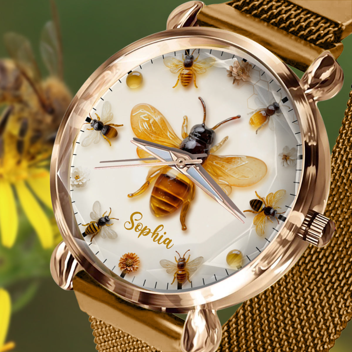 Montre-bracelet personnalisée pour femme « Juste une fille qui aime les abeilles » - Motif abeille