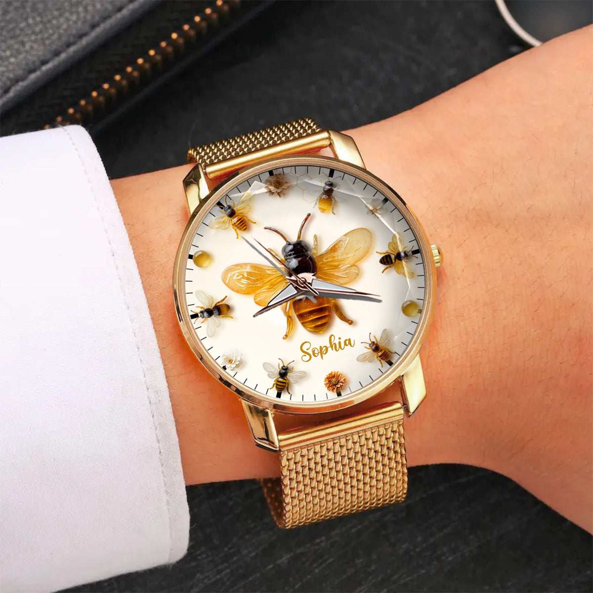 Montre-bracelet personnalisée pour femme « Juste une fille qui aime les abeilles » - Motif abeille