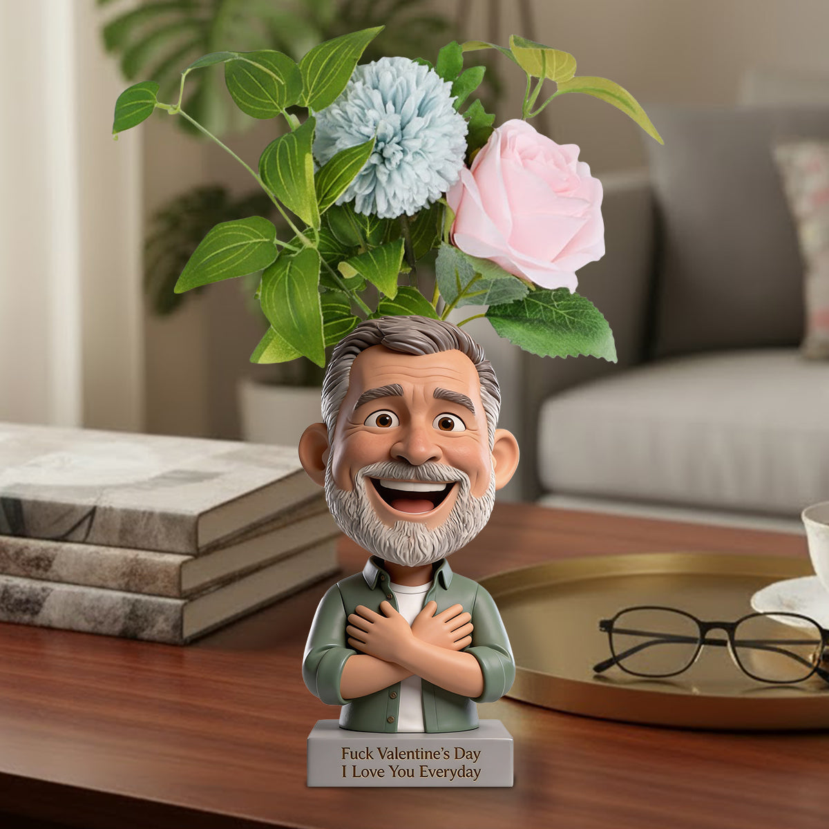 Fuck Valentine's Day - Personalized Couple Custom Shape Acrylic Flower Vase