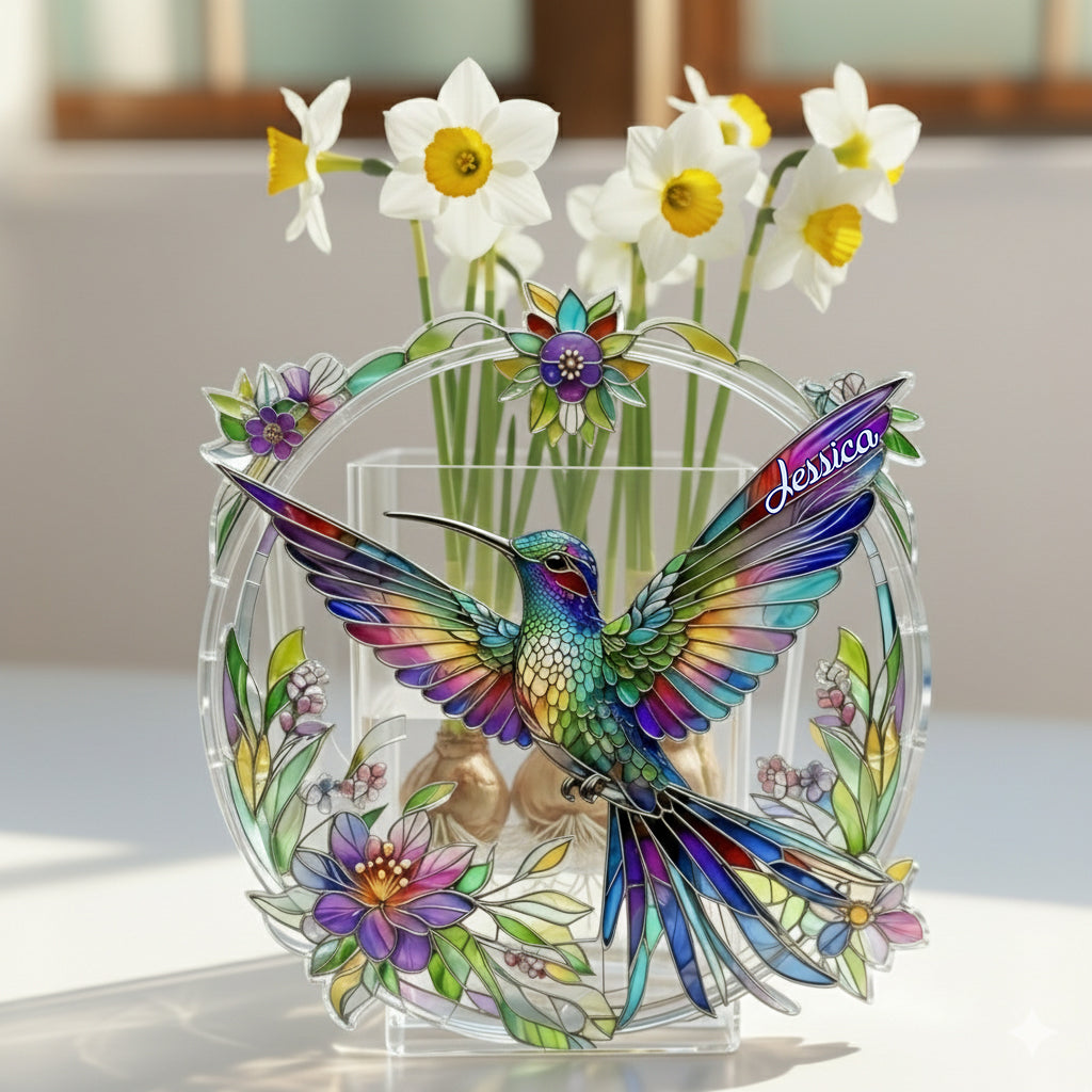 Magnifique colibri - Pot en acrylique personnalisé colibri